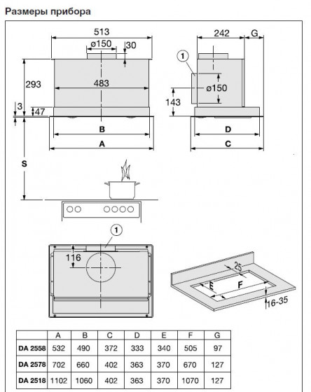 Вытяжка Miele DA2518 сталь